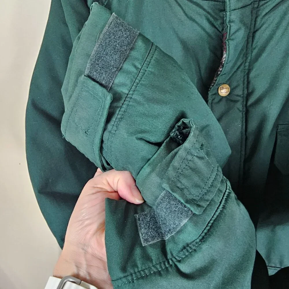 Vintage Woolrich Wool Lined Field Jacket L Green Plaid Lining Work Barn‎ Coat